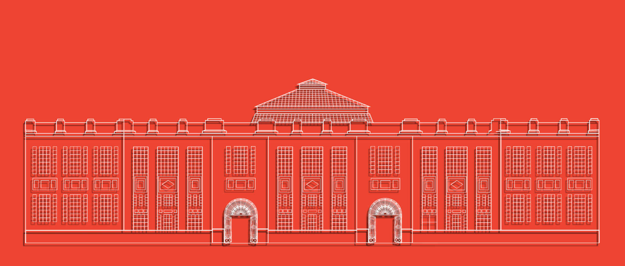 site main background illustration. It shows the building that the exhibition is happening. October 10 to 13 2024 in Kapnergostasion building in Athens, Greece. For more information visit the visit page at the menu